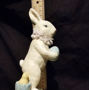 Vintage Paper Mache Bunny On Top Of Pastel Pink Box